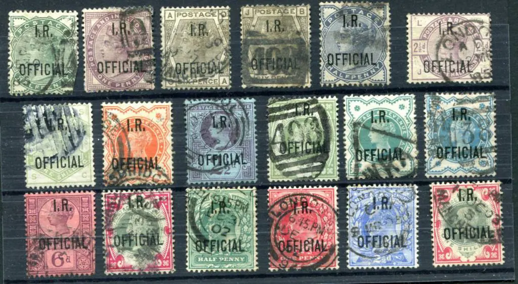 I.R. Official ovpts on QV & KEVII to 1/- (latter ... Image 1++