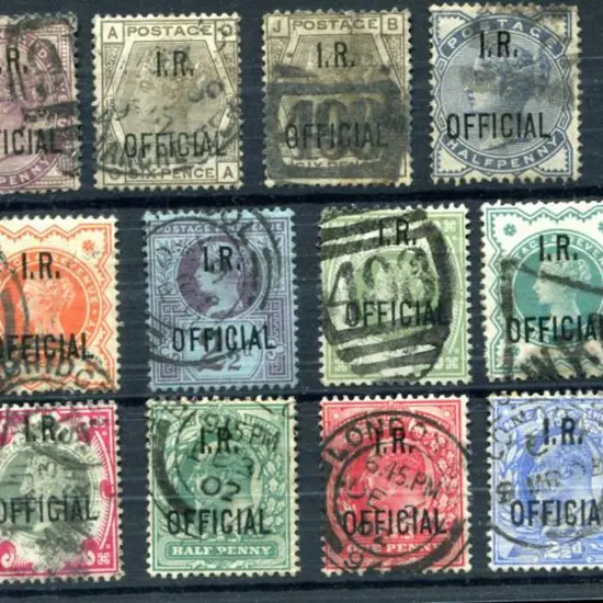 I.R. Official ovpts on QV & KEVII to 1/- (latter ...