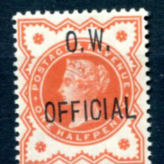 O.W. Official ovpt on QV ½d vermilion. Absolutely ...