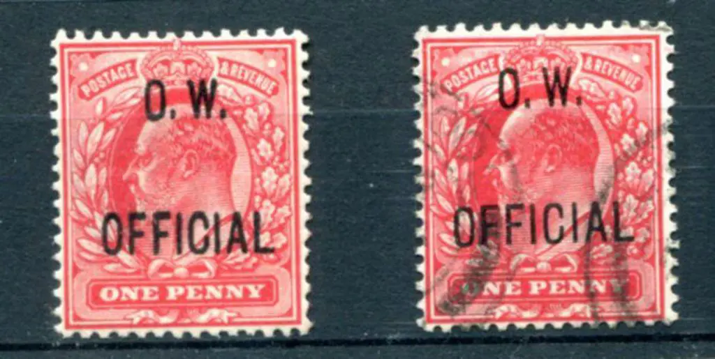 O.W. Official ovpt on 1902/03 1d scarlet KEVII. ... Image 1++