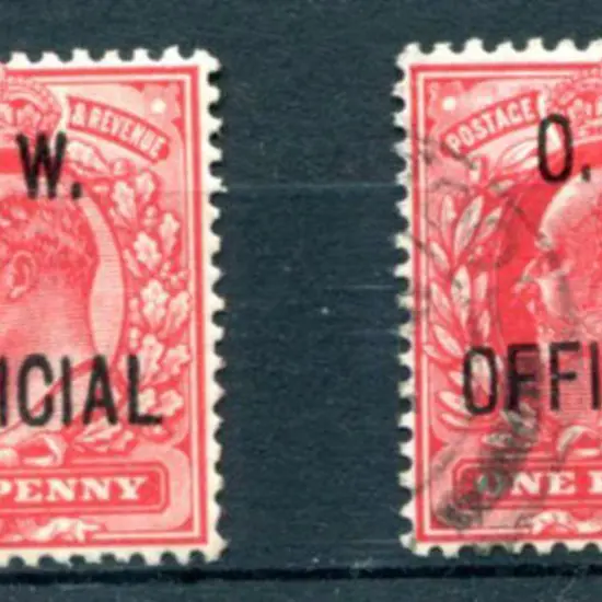 O.W. Official ovpt on 1902/03 1d scarlet KEVII. ...