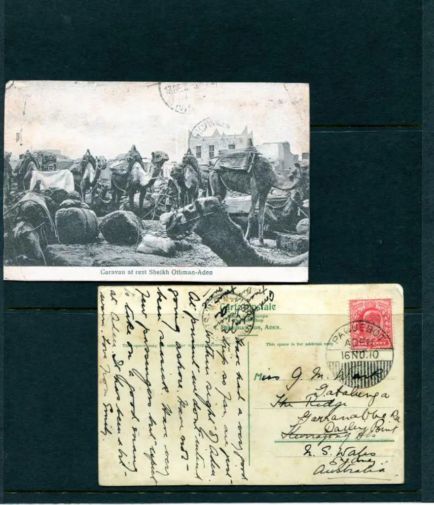 Aden 1910 (16th Nov) GB 1d KEVII tied by upright ... Image 1++