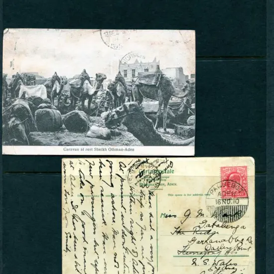 Aden 1910 (16th Nov) GB 1d KEVII tied by upright ...