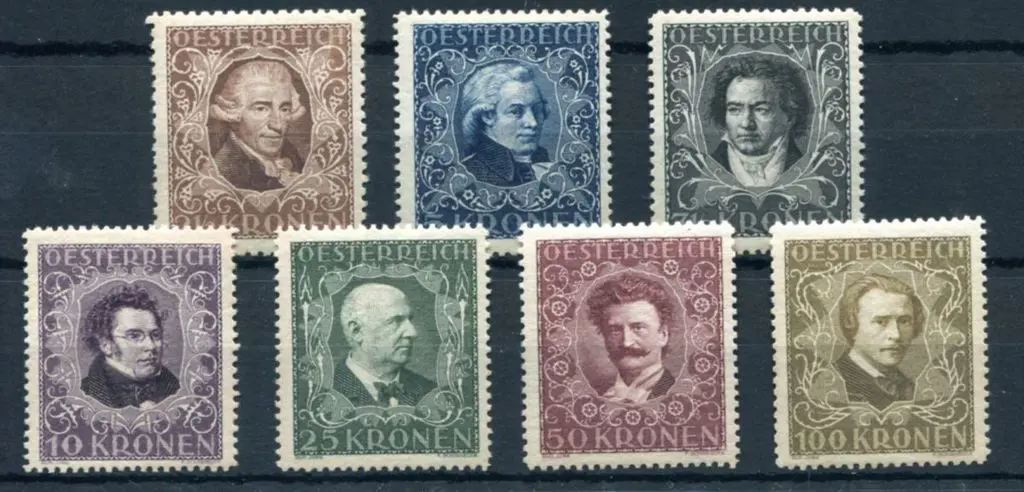 Austria 1922 Composers set of 7. Fine MUH. SG ... Image 1++