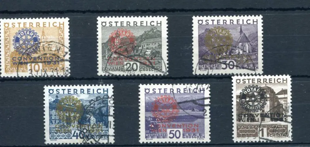 Austria 1931 Rotarian Congress ovpts. F/U set of ... Image 1++