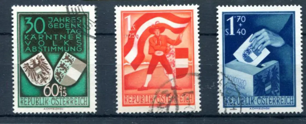 Austria 1950 Carinthian Plebiscite set of 3. F/U. ... Image 1++