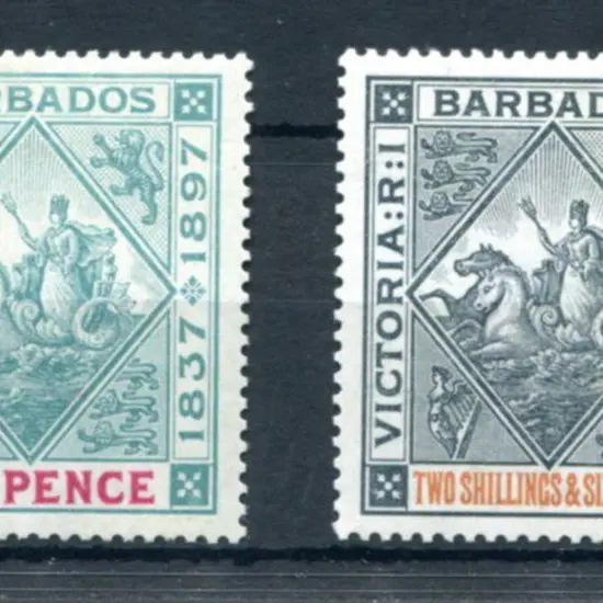 Barbados 1897/98 10d & 2/6d Diamond Jubilee. Fresh ...