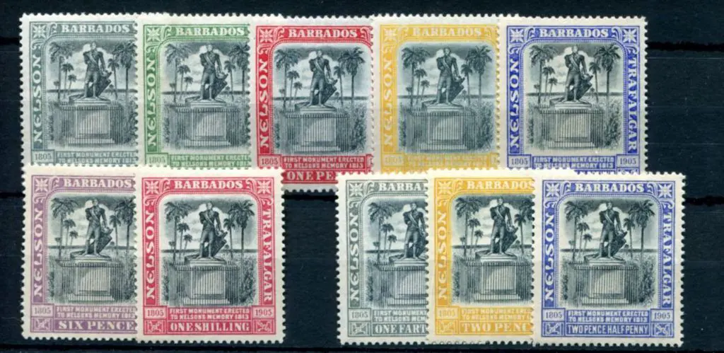 Barbados 1906/07 Nelson Cent. Sets fine MLH. SG ... Image 1++