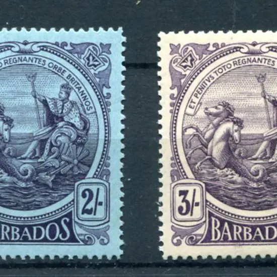 Barbados 1916/19 2/- & 3/- Badge of the Colony. ...