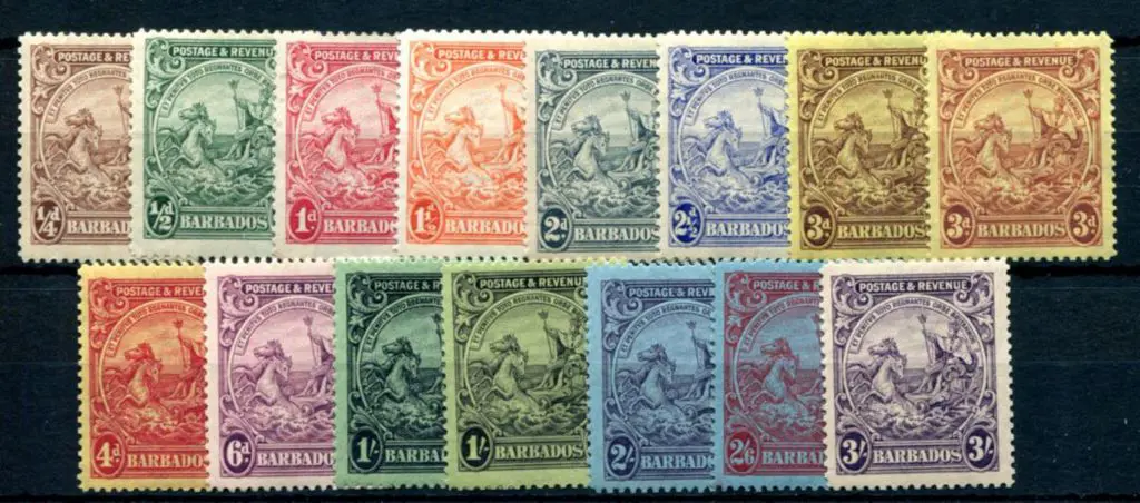 Barbados 1925/35 Badge of the Colony set of 15 to ... Image 1++