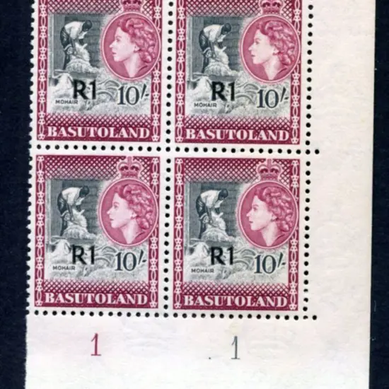 Basutoland 1961 1r on 10/- surcharge type III in ...