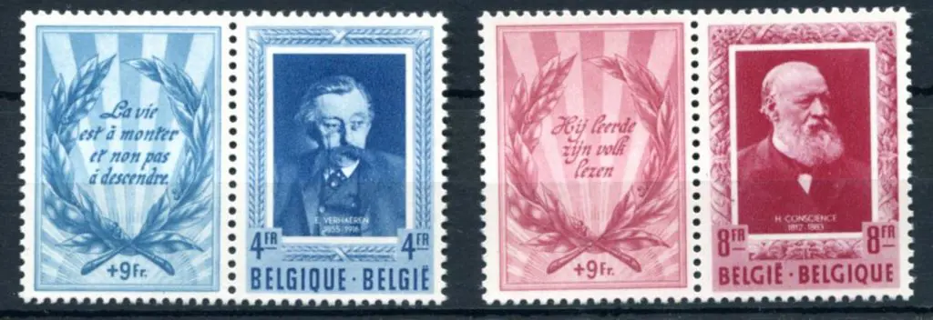 Belgium 1952 4f & 8f Cultural Fund in new colours ... Image 1++