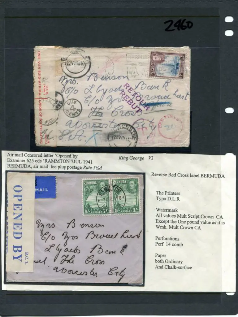 Bermuda 1940 & 1941 Censored covers, the former to ... Image 1++