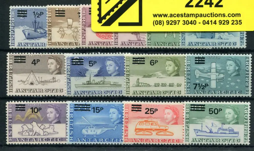 British Antarctic 1971 QEII surcharges to 50p on ... Image 1++