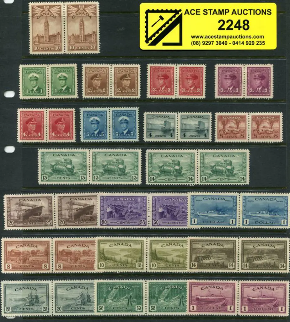 Canada 1942 War Effort complete to $1, 1946 Peace ... Image 1++