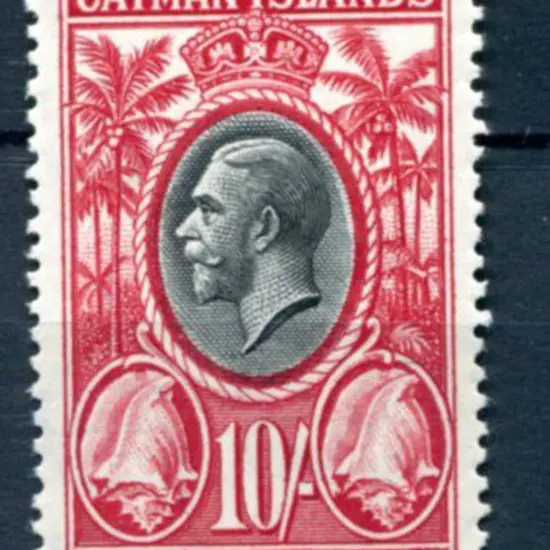 Cayman Islands 1935 10/- black & carmine. Fresh ...