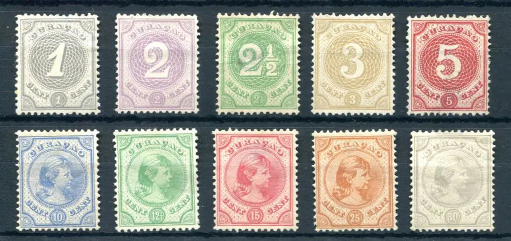 Curacao 1889 Numerals set of 5, MLH with 5¢ ... Image 1++