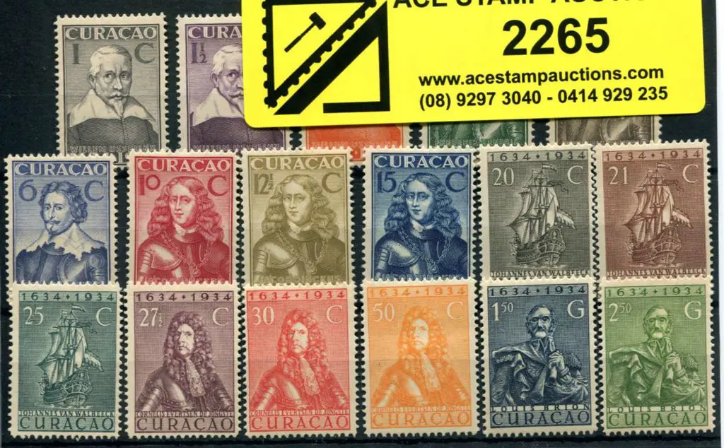 Curacao 1934 Tercentenary set of 17. Superb MLH. ... Image 1++