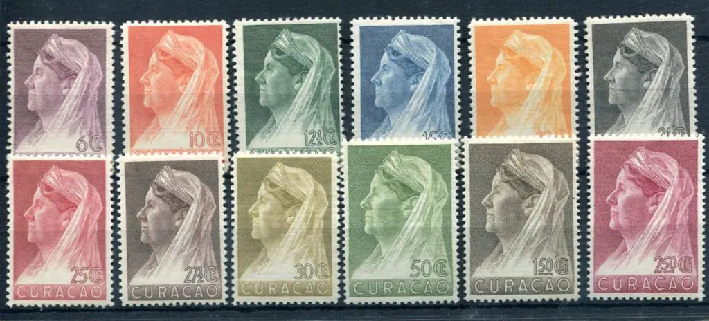Curacao 1936/39 Queen Wilhelmina set of 12 ... Image 1++
