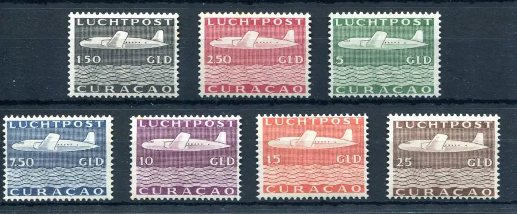Curacao 1947 1g50 to 25g Airs. Fresh MLH. SG ... Image 1++
