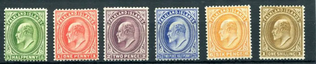 Falkland Islands 1904/12 ½d to 1/- KEVII fine MLH. ... Image 1++
