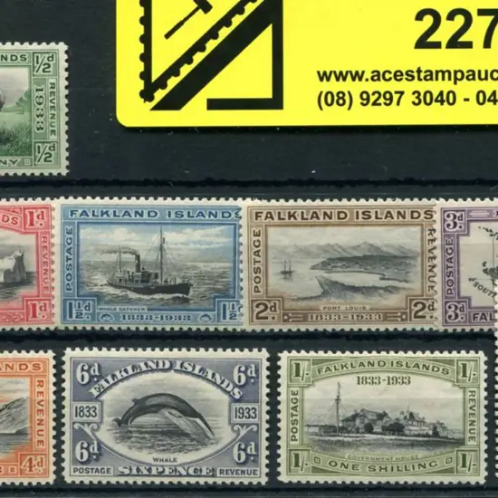Falkland Islands 1933 Centenary set of 9 to 2/6d. ...