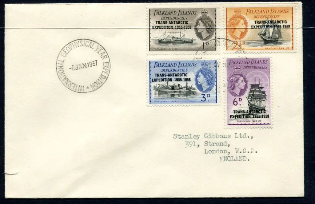 Falkland Is Deps 1957 (6th Jan) 1d, 2½d, 3d & 6d ... Image 1++