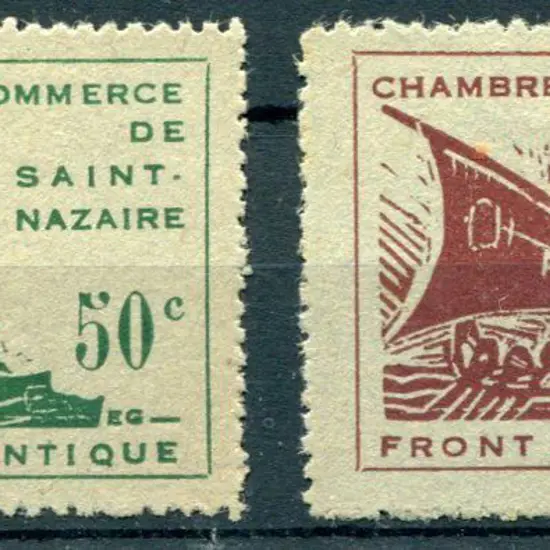 France 1943 50¢ & 2f Atlantic Front St Nazaire ...