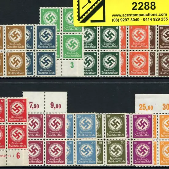 Germany 1934 Officials set in blocks of 4. 12pf ...