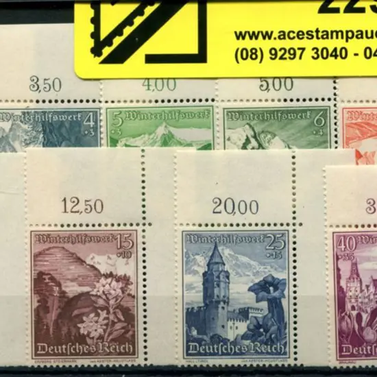 Germany 1938 Winter Relief set of 9 in corner ...