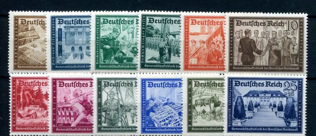 Germany 1939 Postal Employees Fund set of 12. ... Image 1++