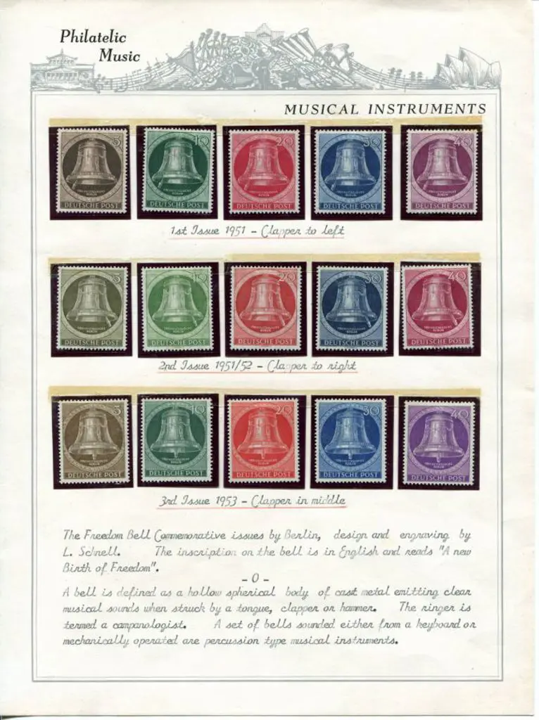 Germany - Berlin 1951/53 bells sets of 5 on ... Image 1++