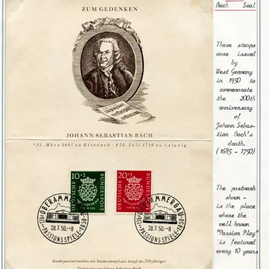 Germany - West 1950 Bach pair. MUH but grease on ...