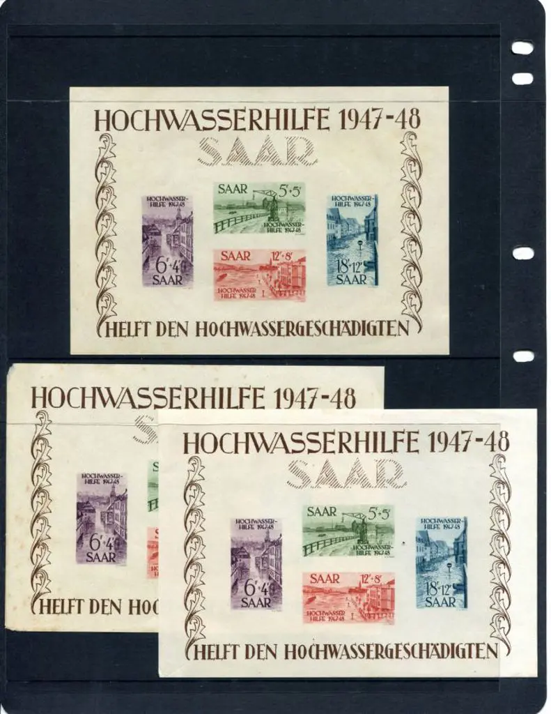 Germany-Saar 1948 Flood Relief M/S of 4 imperf. ... Image 1++