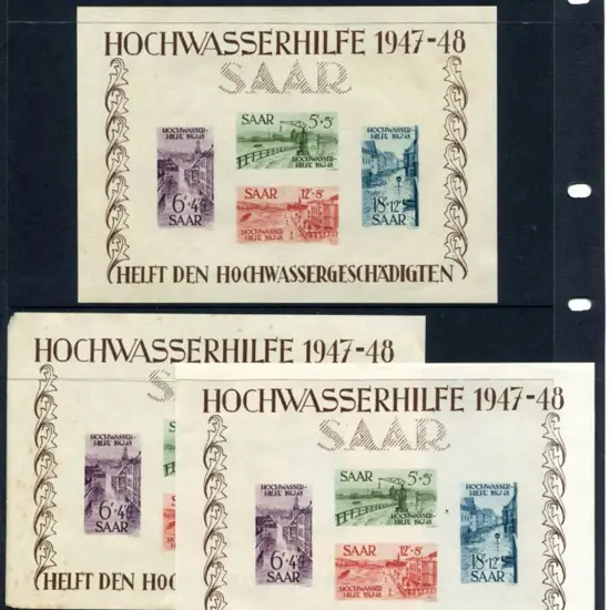 Germany-Saar 1948 Flood Relief M/S of 4 imperf. ...