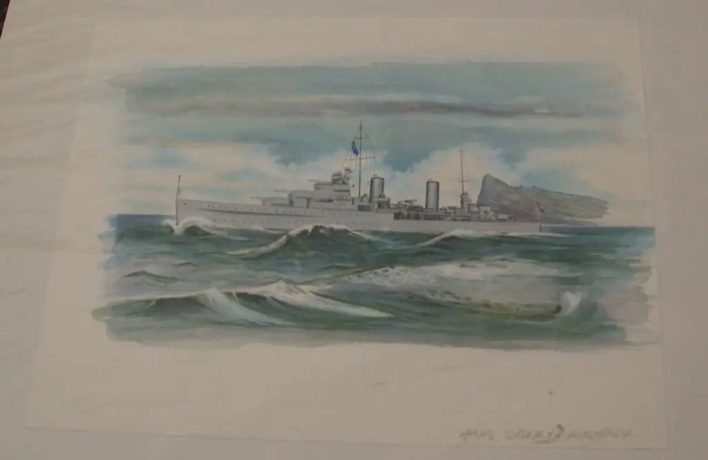 Gibraltar 1993 WWII original artwork for the HMAS ... Image 1++