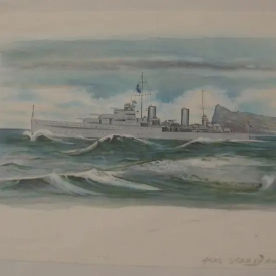 Gibraltar 1993 WWII original artwork for the HMAS ...