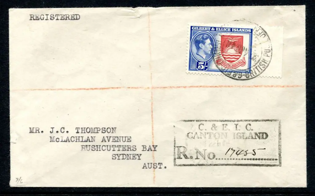 Gilbert & Ellice Is 1939/55 5/- KGVI on "C. & ... Image 1++