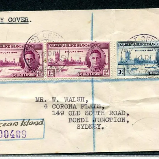 Gilbert & Ellice Is 1946 1d x 2 & 3d KGVI ...
