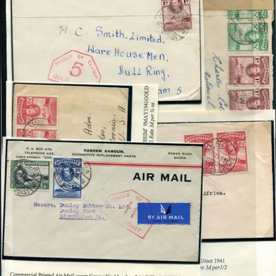 Gold Coast 1939-1941 censored covers with Passed ...
