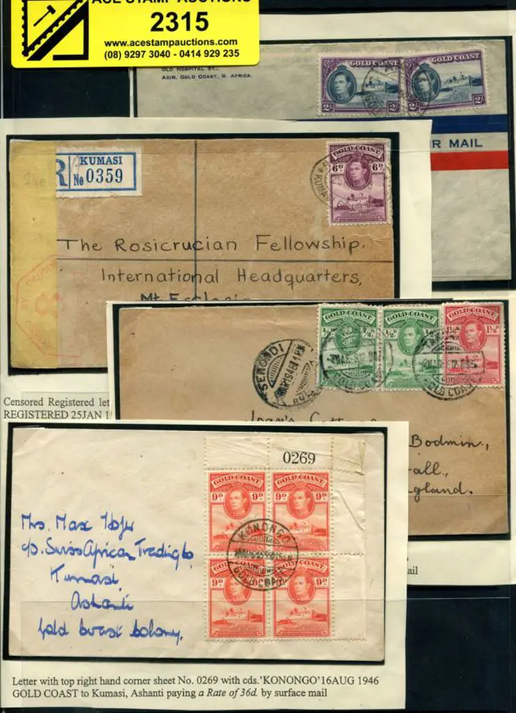 Gold Coast 1940-1952 KGVI covers comprising 1940 ... Image 1++