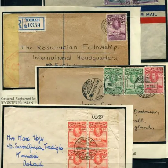 Gold Coast 1940-1952 KGVI covers comprising 1940 ...