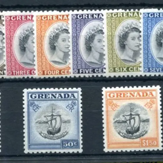 Grenada 1953/59 QEII defins set of 13 to $2.50. ...