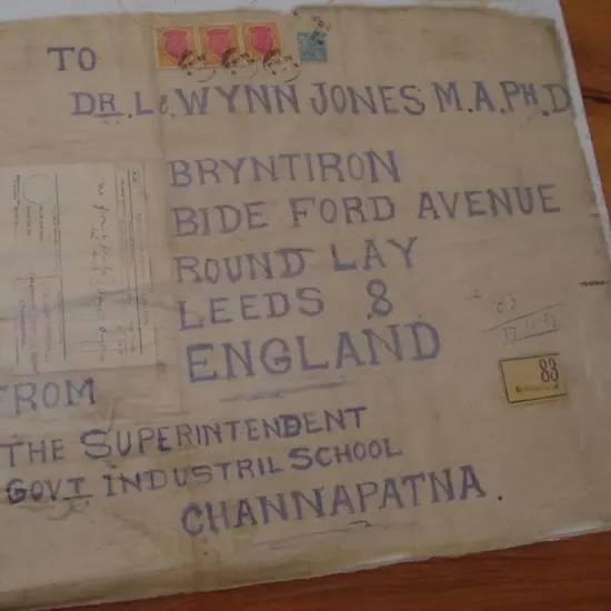 India 1933 Channapatna to Leeds Registered opened ...
