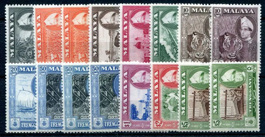 Malaysia-Trengganu 1957/63 Pictorials incl 2c ... Image 1++