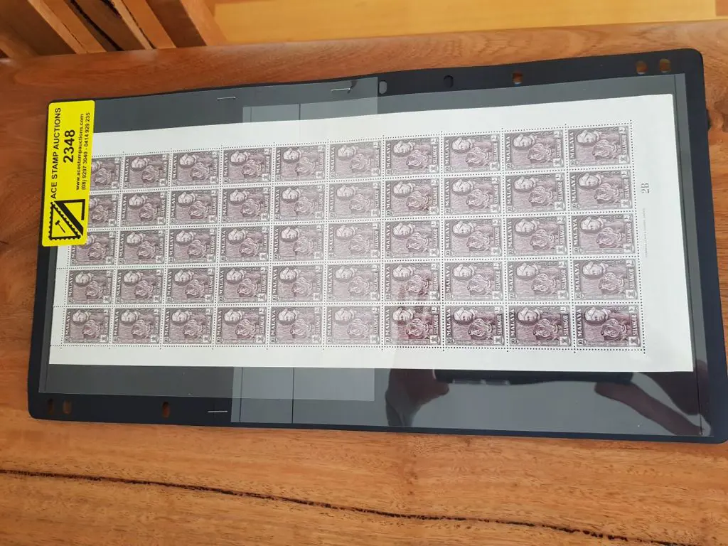 Malaysia 1957/61 10c maroon Tiger in sheet of 50. ... Image 1++