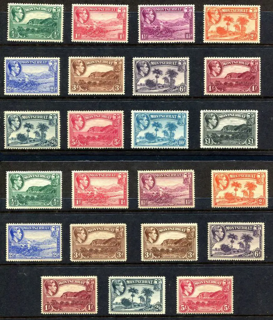 Montserrat 1938/48 KGVI pictorials complete set of ... Image 1++