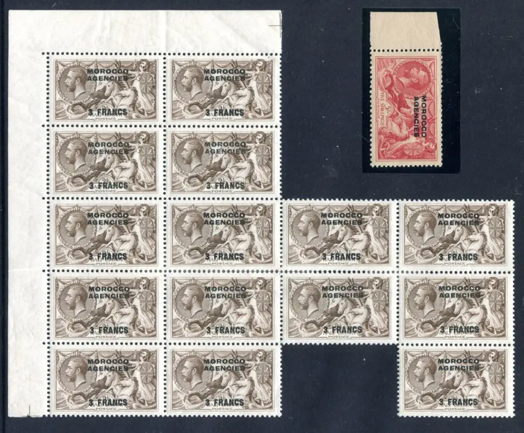 Morocco Agencies 1924/32 3f on 2/6d chocolate ... Image 1++
