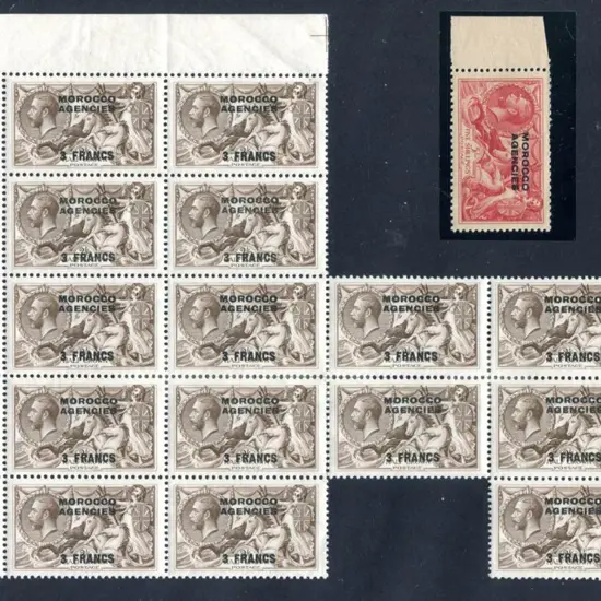 Morocco Agencies 1924/32 3f on 2/6d chocolate ...