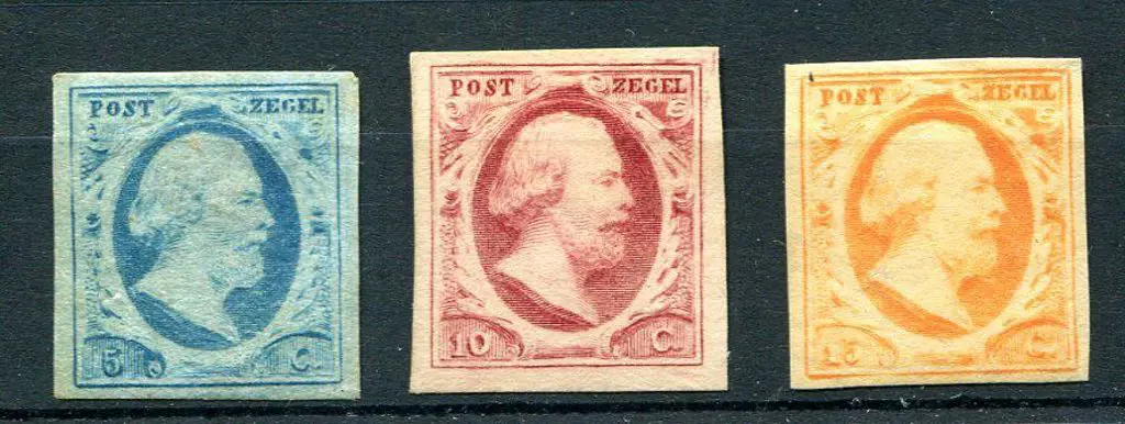 Netherlands 1852 5¢, 10¢ & 15¢ King William ... Image 1++